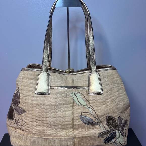 Coach Hamptons Archive 10th Anniversary straw floral carryall - Picture 4 of 15